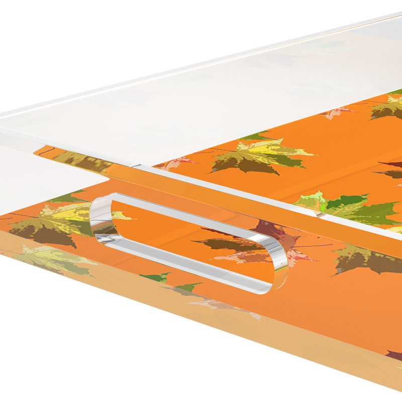 Autumn Leaves Acrylic Rectangle Decorative Tray, 12.5"W x 7.75"D x 2"H, Butternut