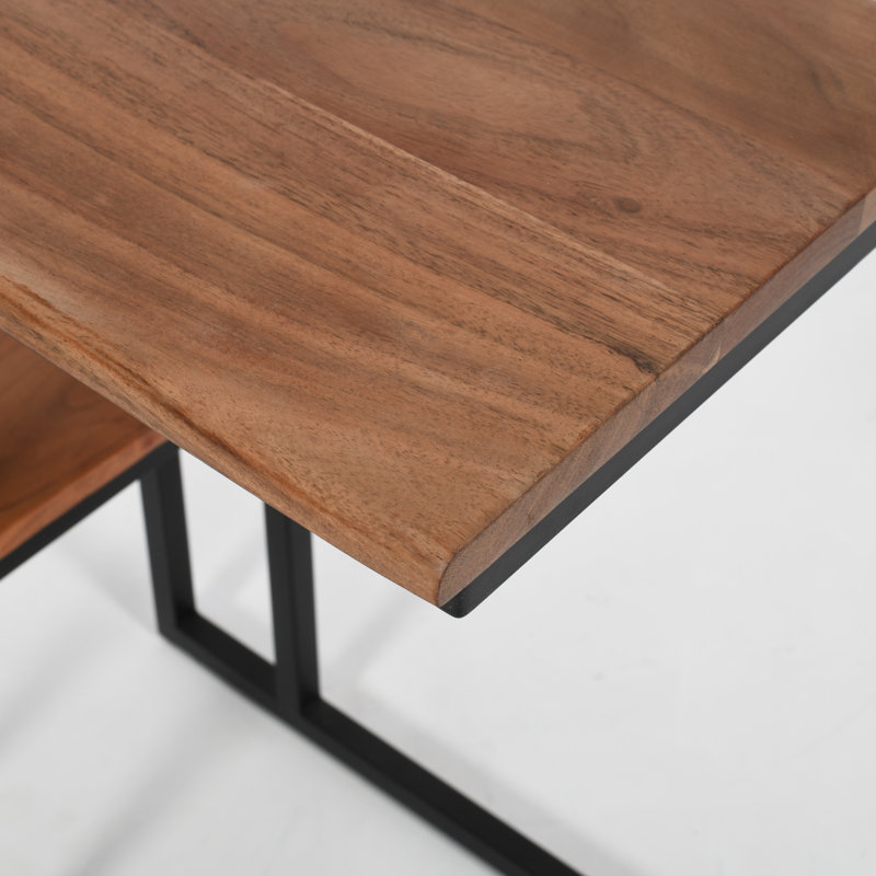 Solid Wood Top End Table with Storage and Built-In Electrical Outlet