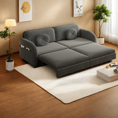 Canapé gris multifonctionnel avec port USB et rangement, canapé rembourré moderne pour les espaces de vie compacts