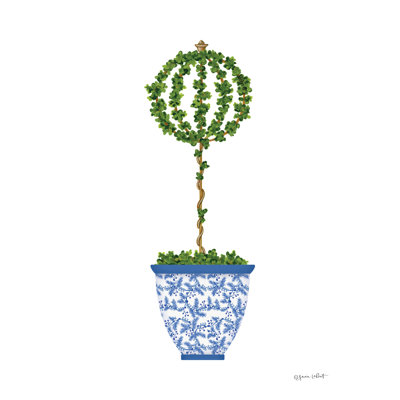 «Topiaire II en pot bleu et blanc» par Annie Lapoint, reproduction