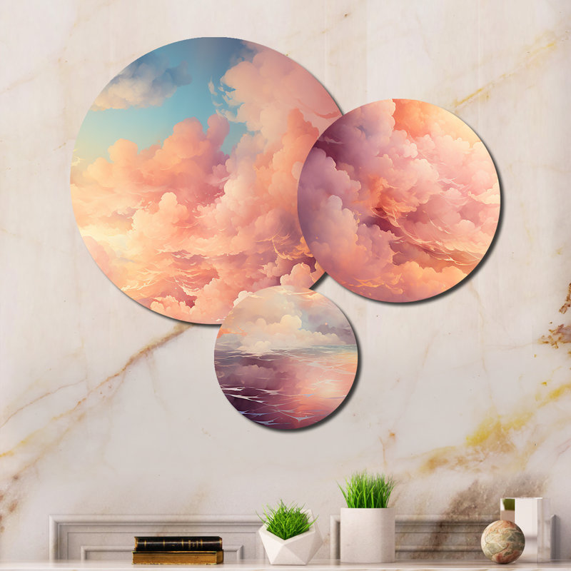 Ensemble de décorations murales en métal Peach Sky Photo Astral Symphony I - Paysages