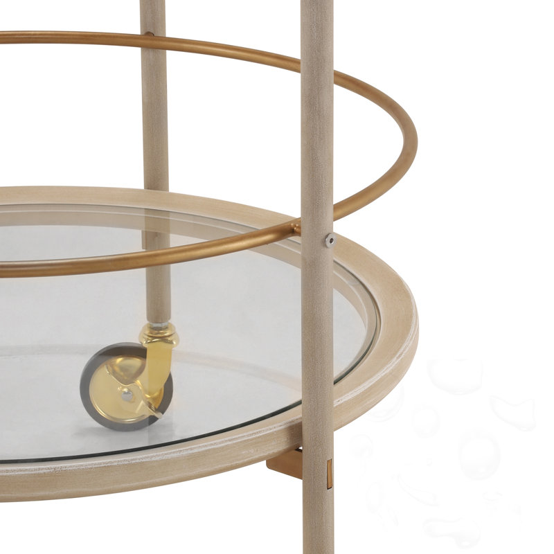 Chariot-bar rond avec tablettes en verre