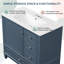 Meuble-lavabo autoportant de 91 cm (36 po) en bois massif et MDF, couleur gris-bleu, avec lavabo en céramique intégré et rangements.-547769124-547769127