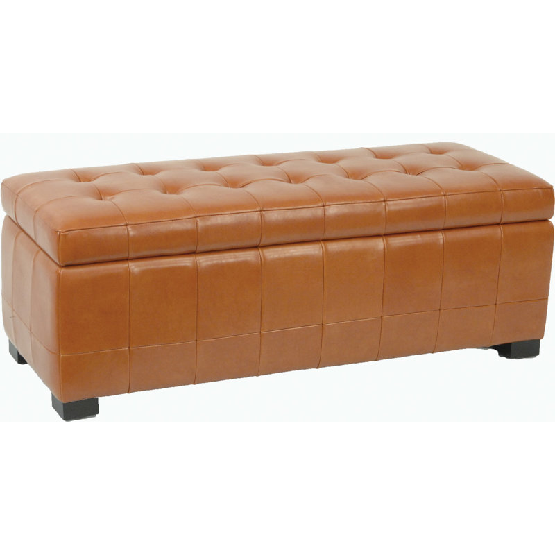 Kenlea Faux Leather Upholstered Storage Bench, Saddle