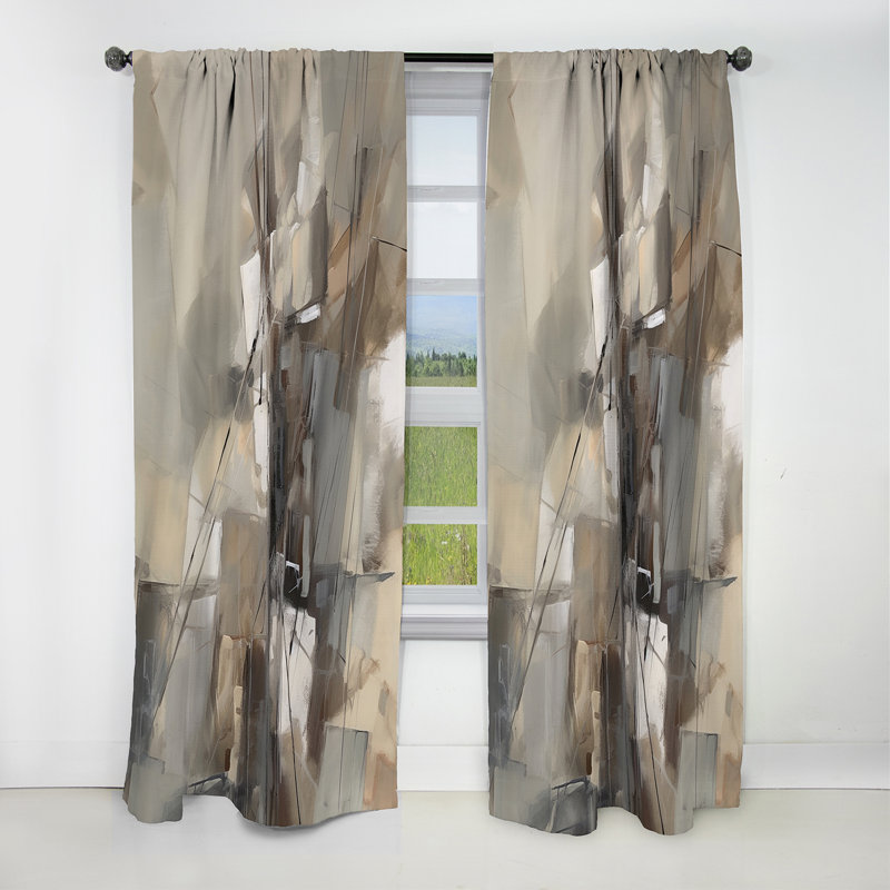 Abstract Design Shapes I - Abstract Collages Curtain - Blackout Abstract Curtain - 1 Panels, 52" W x 108" L