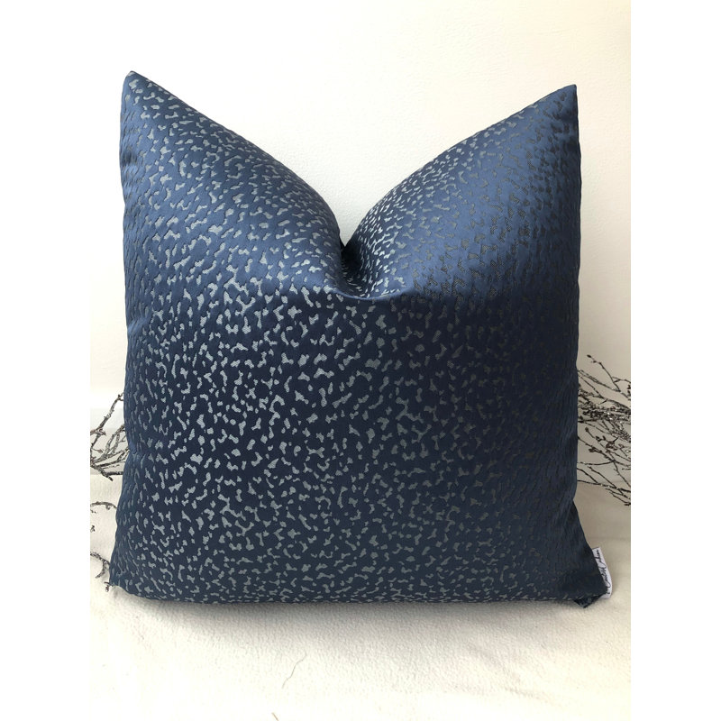 Abstract Cream Square Cushion Cover, Navy