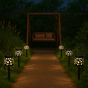 Matte Black Solar Powered Integrated LED Pathway Light Pack (Set of 6)