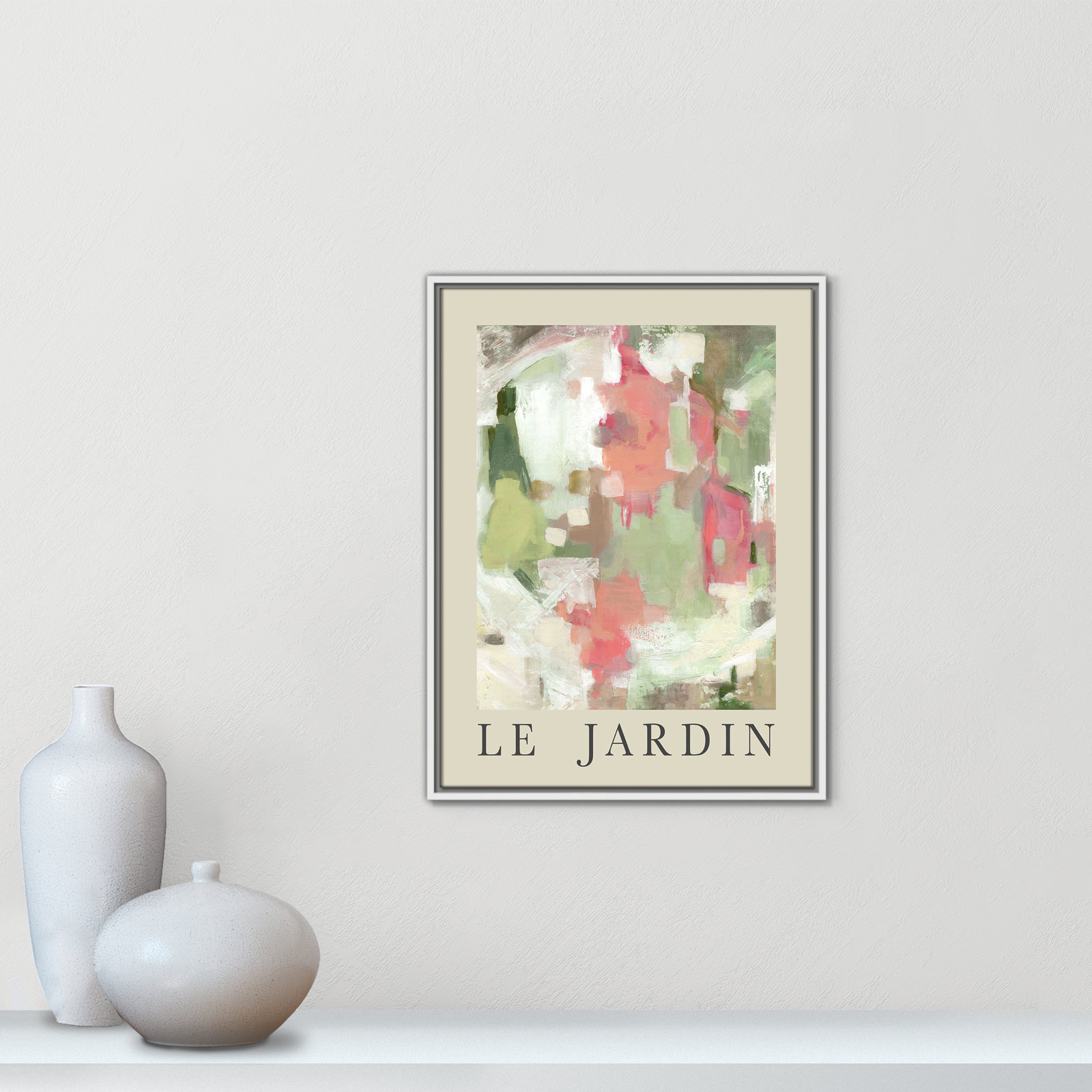 Riya "Le Jardin" Print by Carol Robinson, White Floater Frame, No, 25.5" H x 19.5" W x 2" D