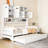 Twin Size Daybed With Trundle And Cabinet, Pinewood Frame - Natural White Wood Shelf Cabinet Stable Space Maximizing Bed-243559676-243559677
