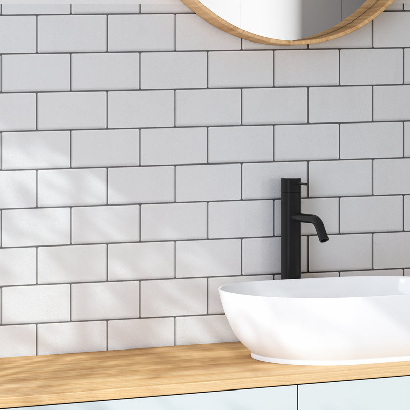 6.1 in. W x 12 in. L Peel and Stick Subway Tile, White
