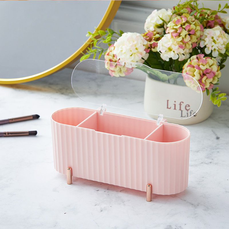 Carlstrom Plastic 3 Compartment Makeup Organiser, Pink
