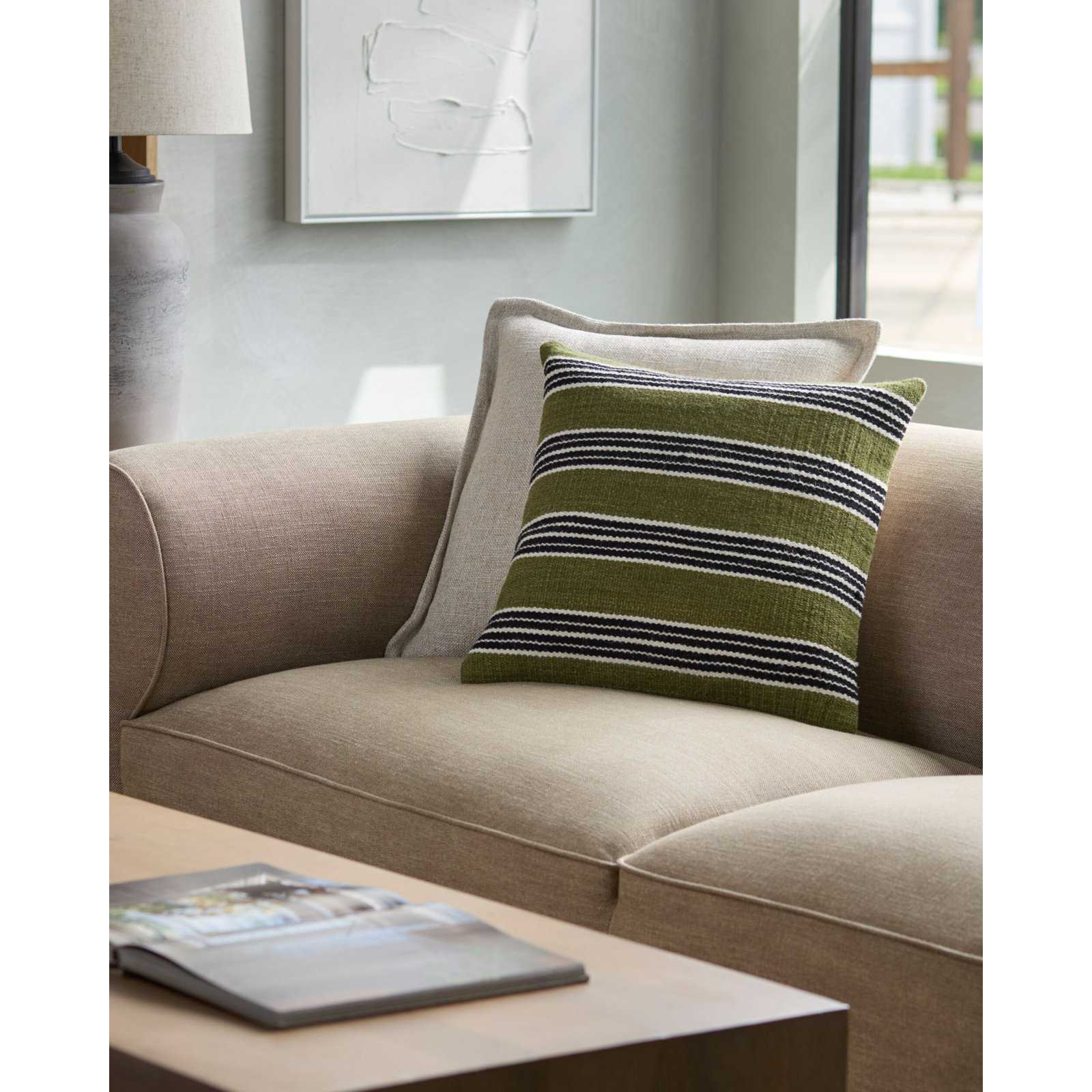 Bold Stripes Accent Throw Pillow, Down, 18"H x 18"W