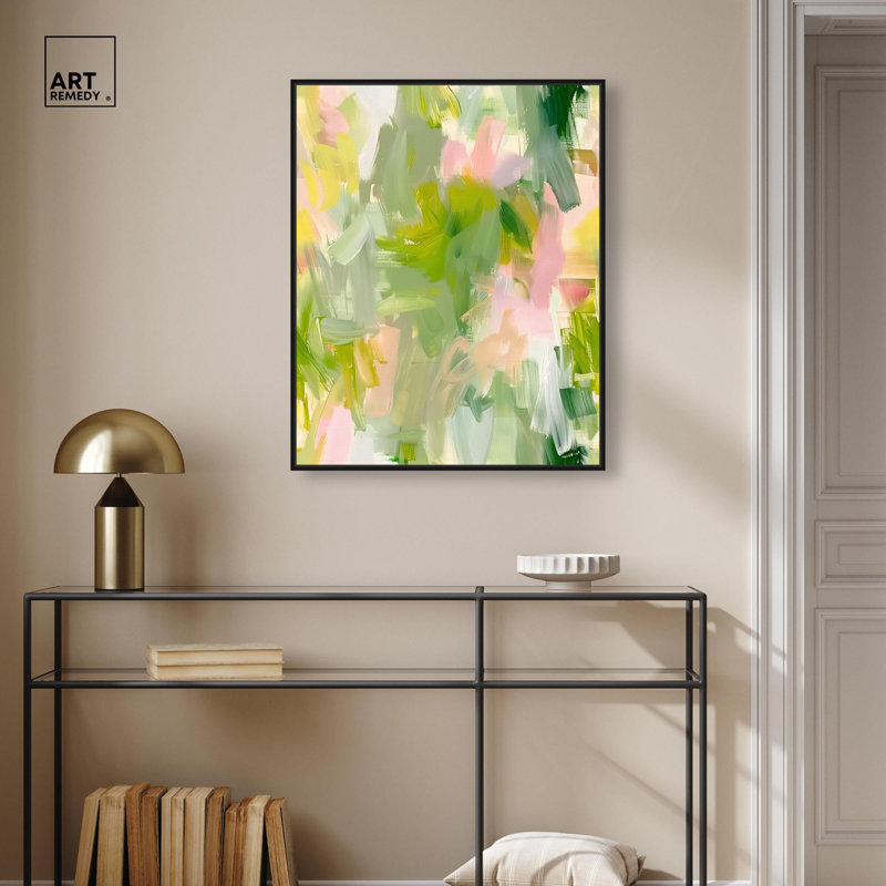 Quantum Hues I, toile abstraite texturée par Art Remedy, H 31 po x l 25 po, Cadre noir