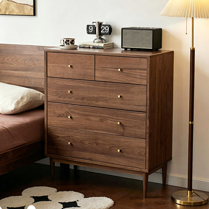 Commode d'appoint minimaliste de couleur noyer