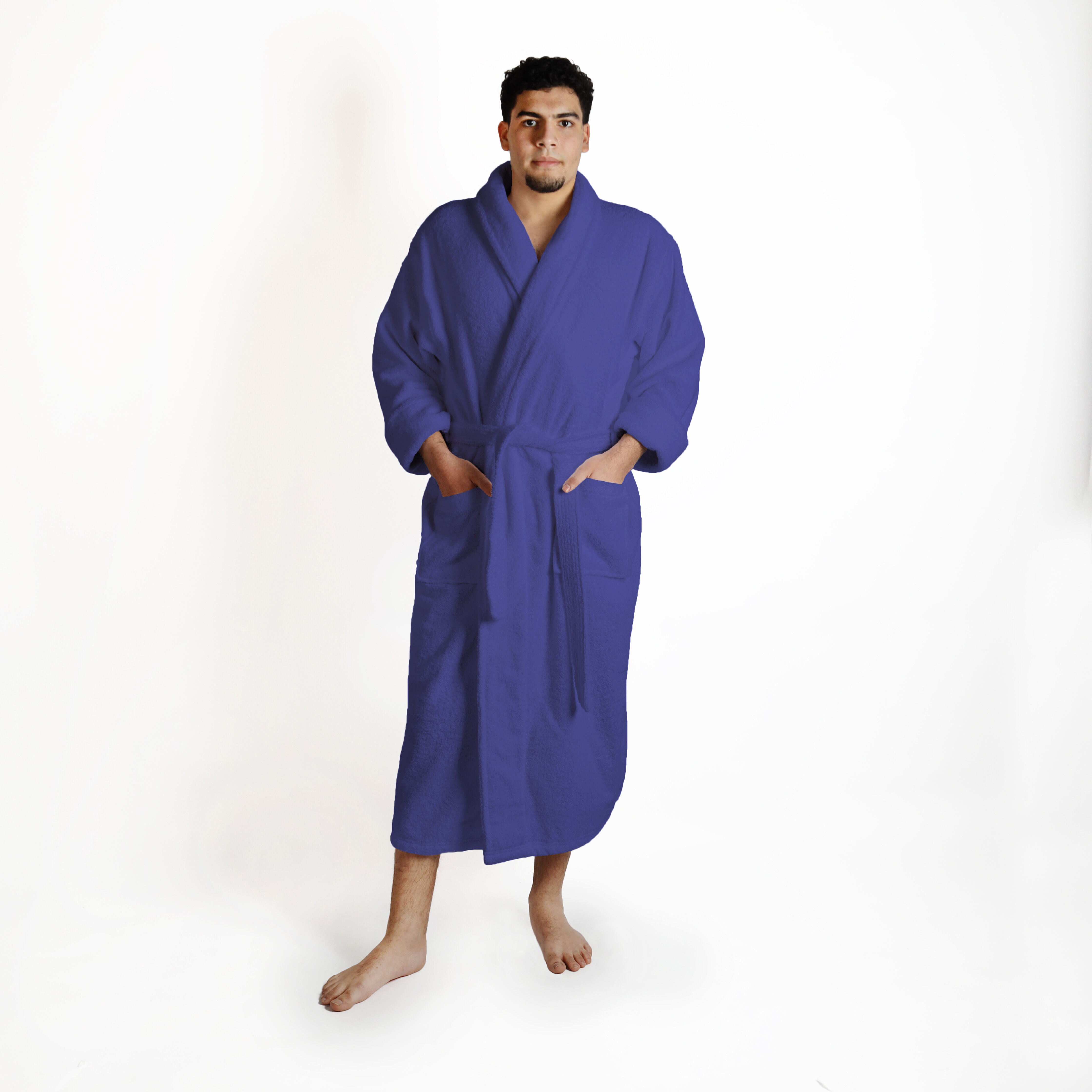 Superior 100% Turkish Cotton Terry Cloth Mid-Calf Bathrobe with Pockets ...