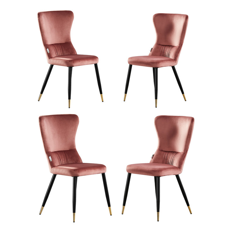 Hartshorne Velvet Dining Chairs - Ergonomic Curved Back with Metal Legs -  Side Chair for Dining Room Kitchen Living Room, 2