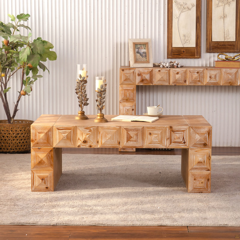 Table basse rectangulaire en bois massif et panneau de fibres à densité moyenne 47,24 po