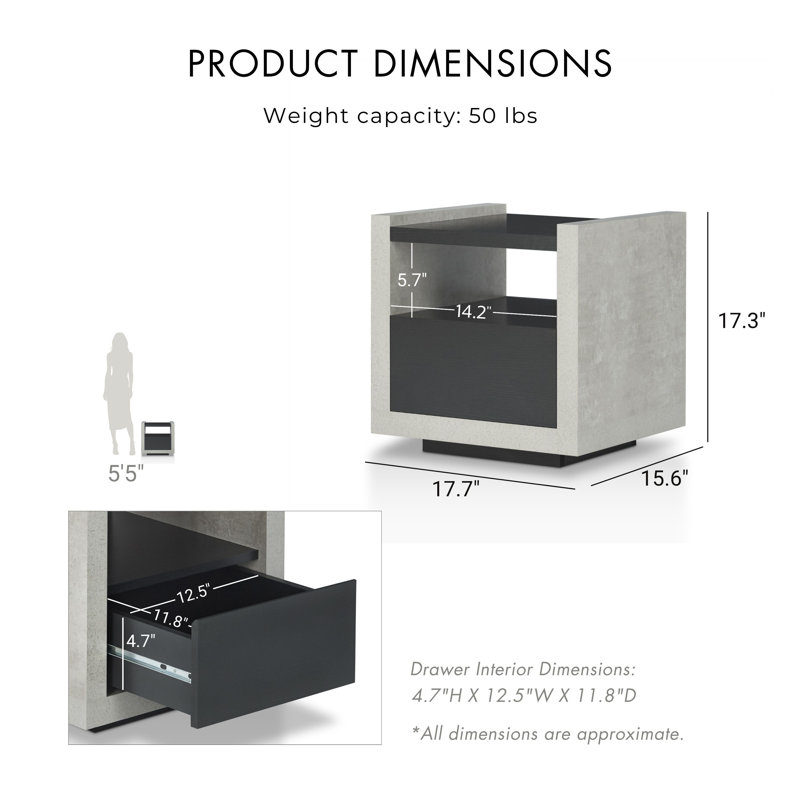 Table de bout avec rangement Tyree Block, Noir