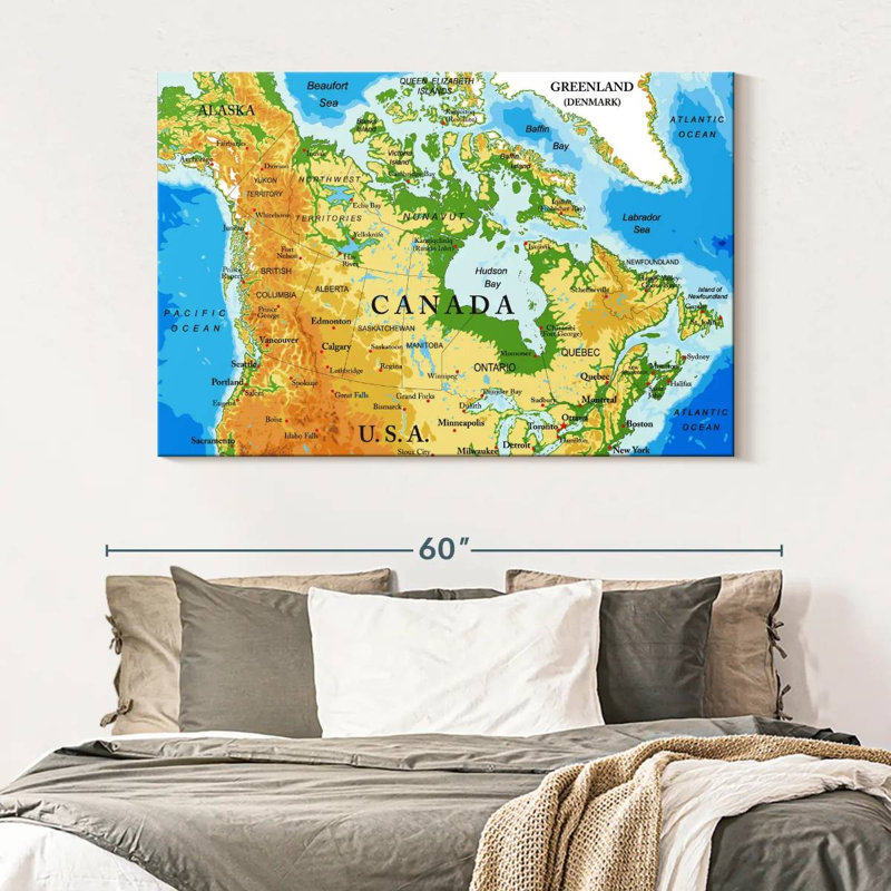 Carte du Canada Aliaz, H 34 po x l 51 po