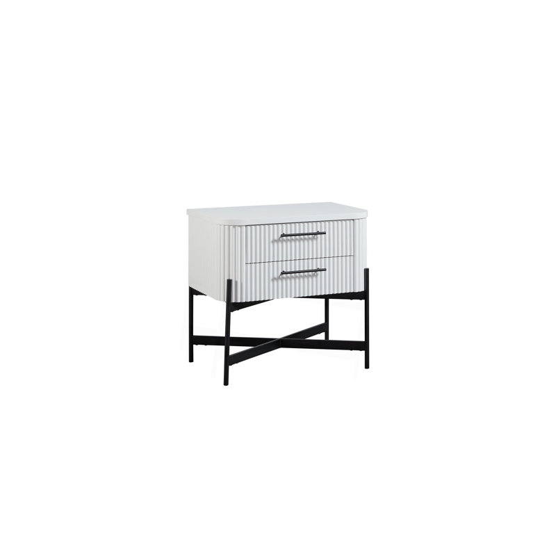 2 Drawer Nightstand - White (USB Type C)