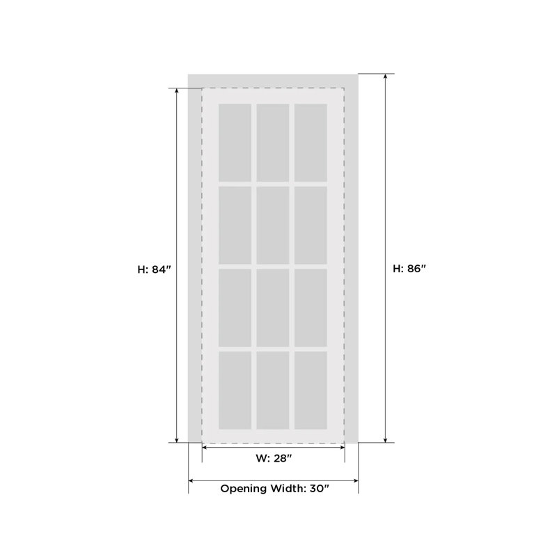 Porte standard en verre transparent Lucia, L 28 po x H 84 po