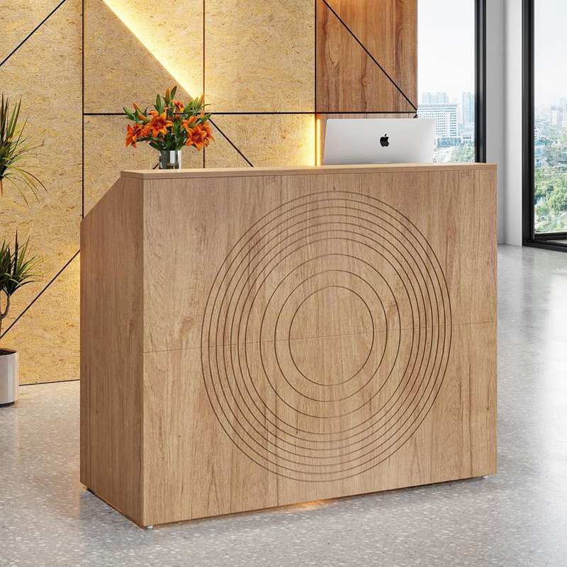 Bureau de réception avec comptoir - Chêne - Bureau moderne de 47 po avec œillets, caisse de vente au détail / hall d'entrée / salon de beauté / bureau personnel