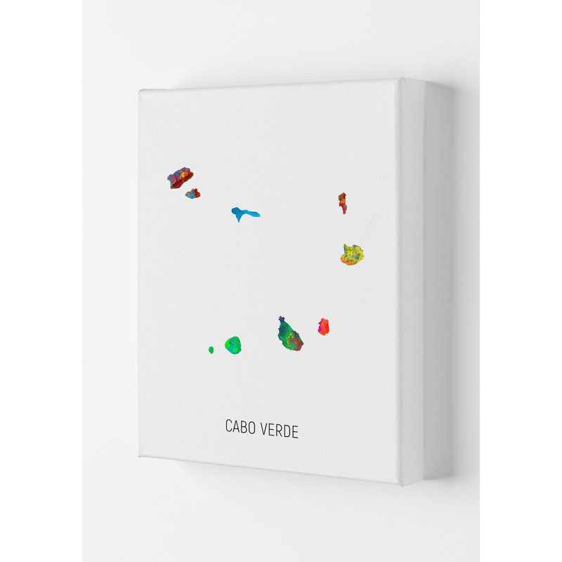 Cabo Verde Watercolour Map by Michael Tompsett - Print, Wrapped Canvas, 84cm H x 59.4cm W x 4cm D