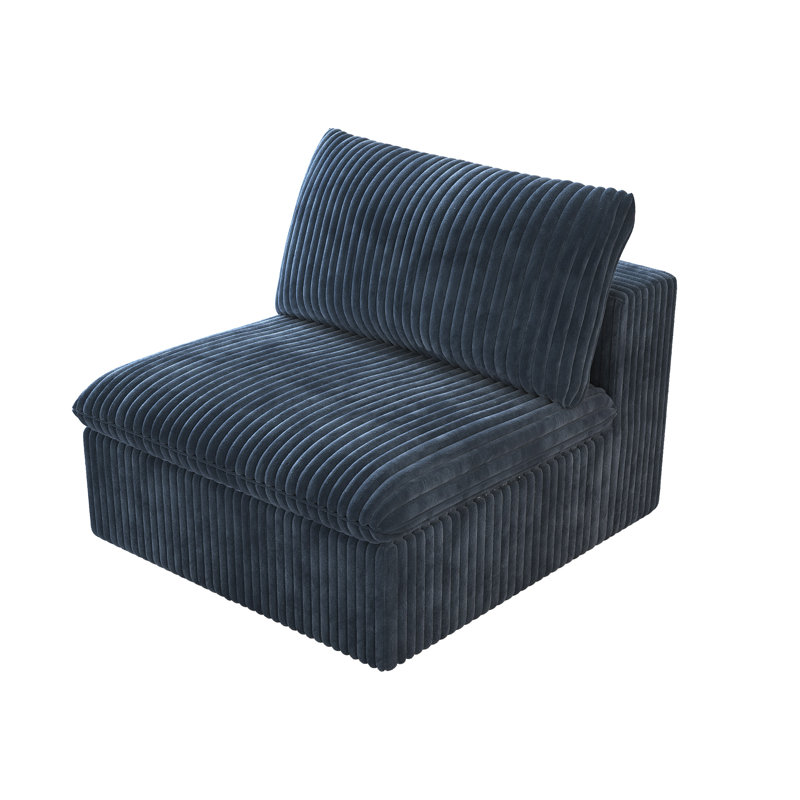 Fauteuil sans accoudoirs Modern, Rembourrage en mousse bleue / velours côtelé