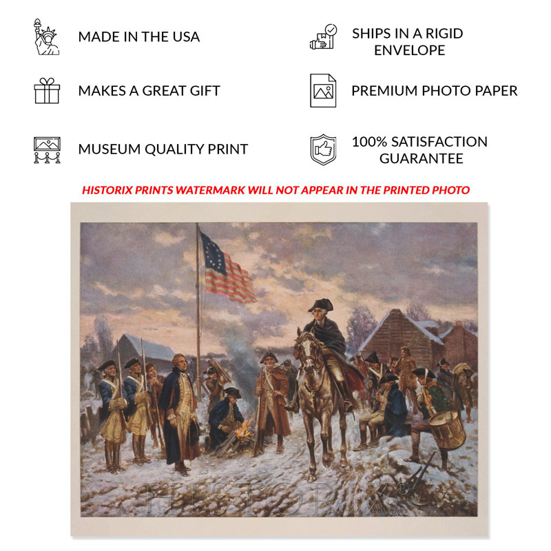 «George Washington At Valley Forge», impression sur papier, H 8 po x l 10 po x P 0,01 po