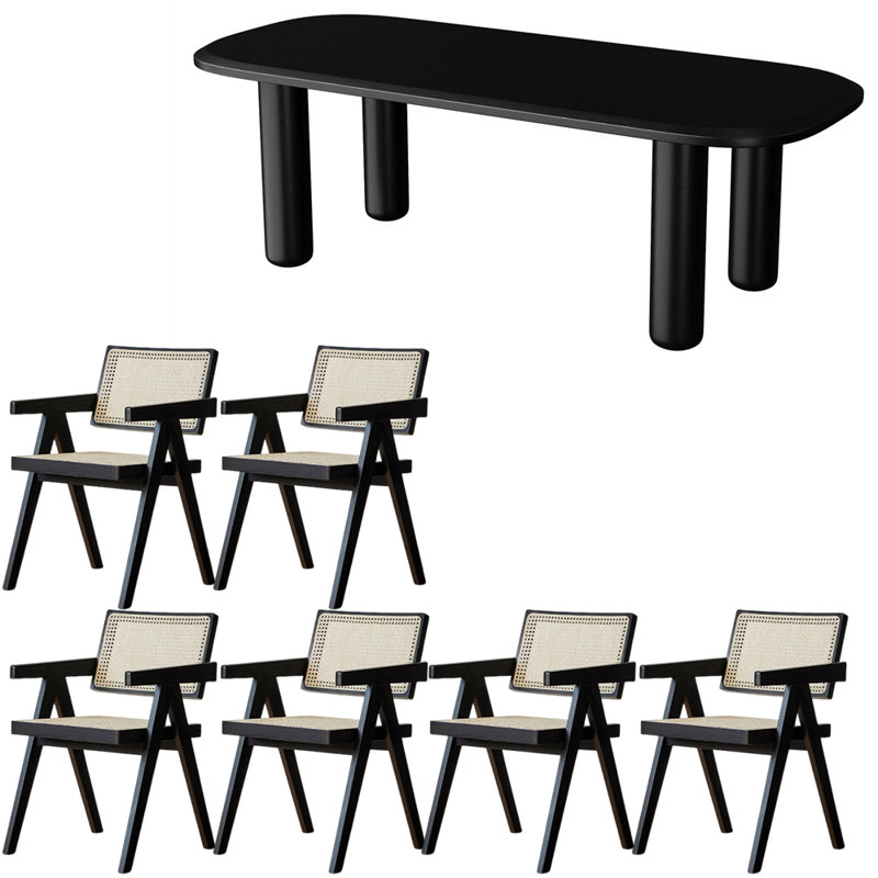 Ensemble de table de salle à manger en bois massif de style français, H 29,5 po x L 70,8 po x l 31,4 po