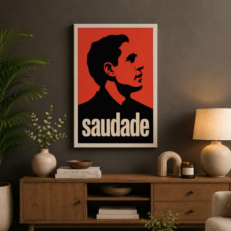 Saudade Portrait Mid-Century - Wrapped Canvas, 30x20 - 76.2 x 50.8 cm, Taupe Border