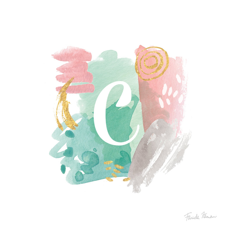 " Abstract Monogram C " by Farida Zaman, 12" H x 12" W  , No Mat, Wrapped Canvas