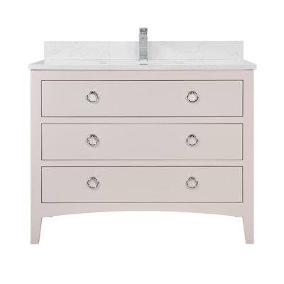 Meuble-lavabo 42 po en bois massif avec comptoir en marbre d'ingénierie 1 po, lavabo simple