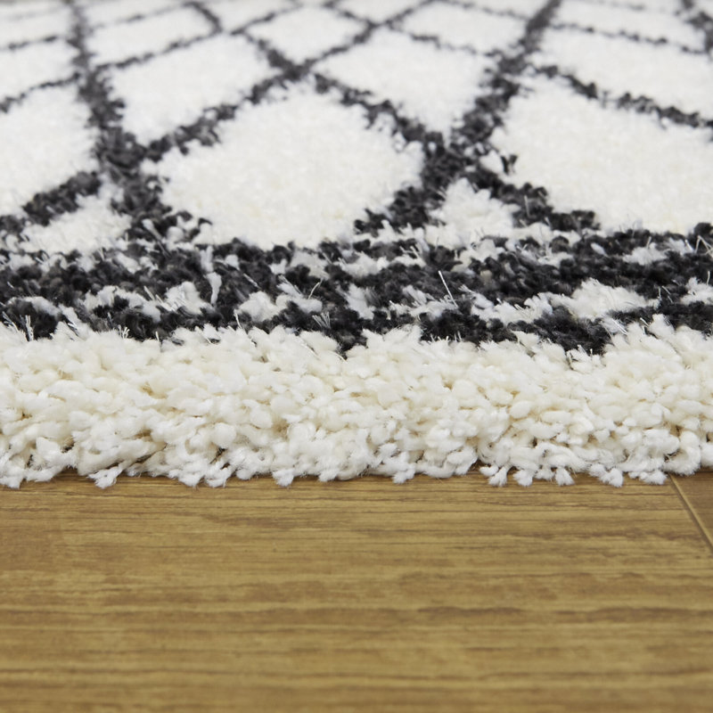 Tapis crème à treillis marocain crème, Rectangle 5 pi 3 po x 7 pi