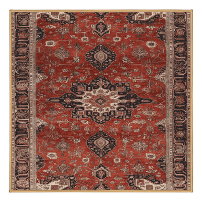 Machine Washable Persian Brown Area Rug