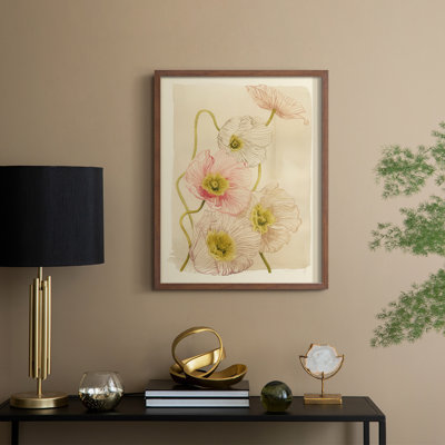 «Vintage Summer Poppies I», reproduction encadrée - bois massif