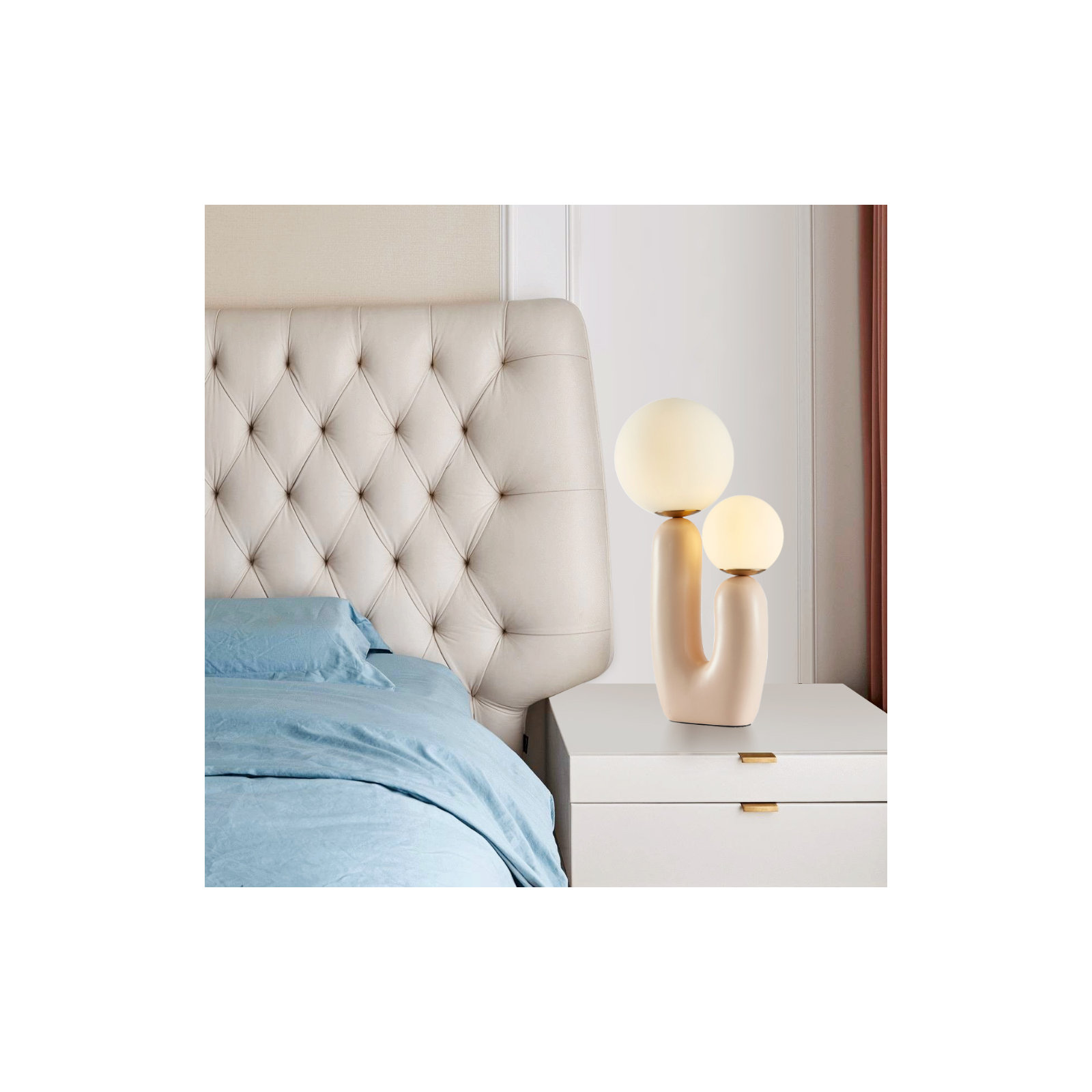 Yuma Resin Table Lamp, Beige