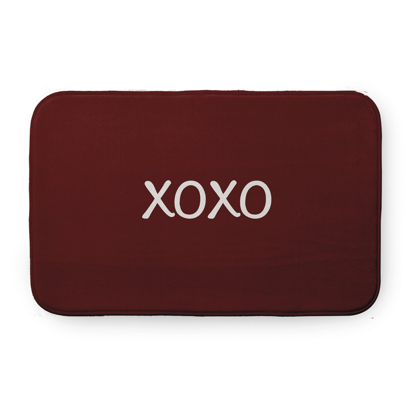 Tapis de salle de bain Maroon Xoxo, L 17 po x L 24 po, Rouge riche