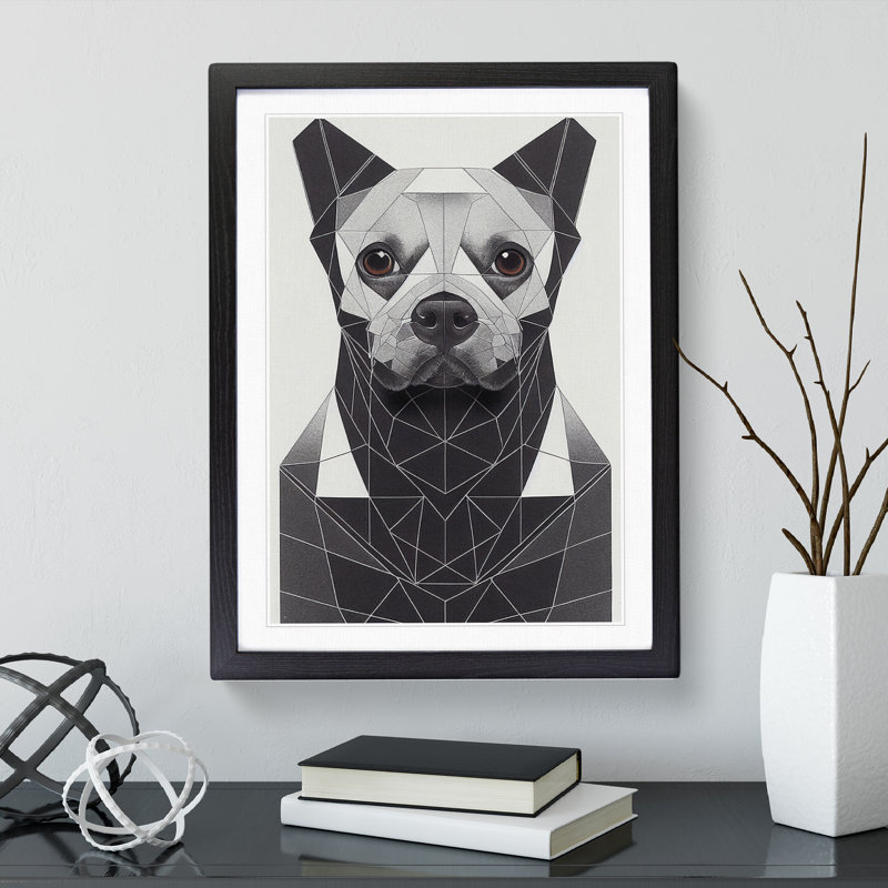 XV1022-2278X French Bulldog Dog Abstract - Single Picture Frame Print, 46cm H x 34cm W x 2cm D, Black