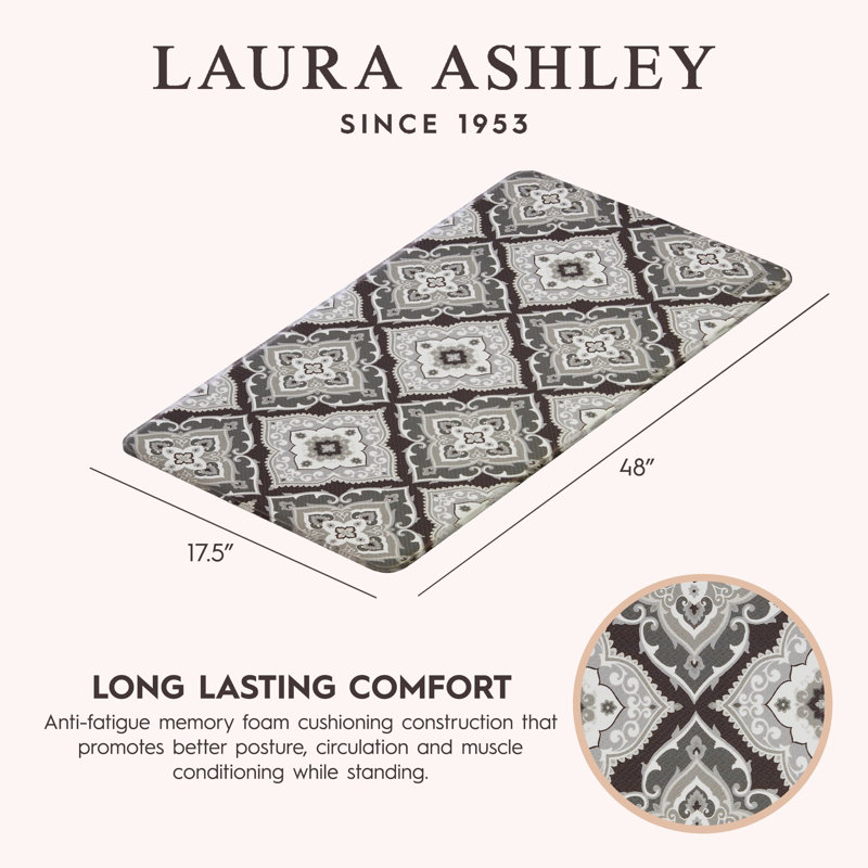 Gray Medallion Design Anti-Fatigue Kitchen Mat
