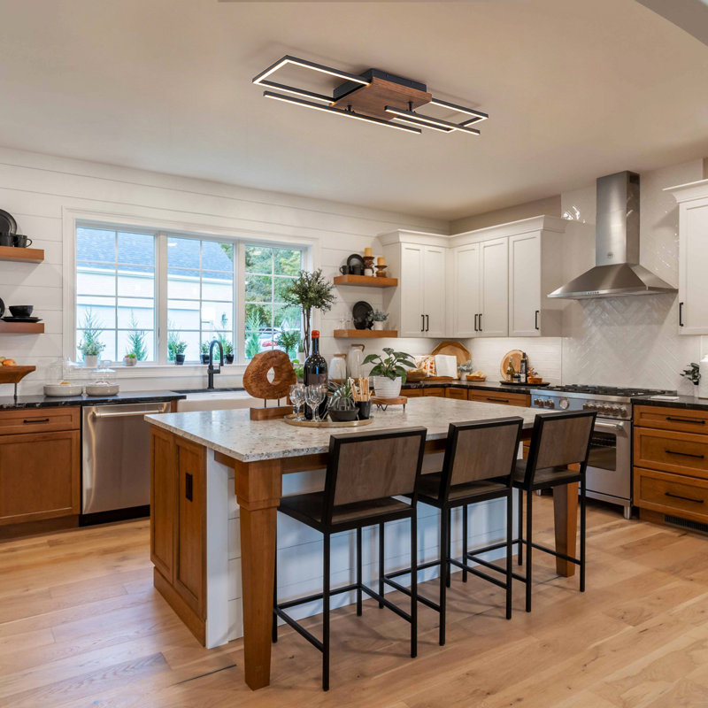 Dimmable LED Wood Flush Mount Ceiling Light