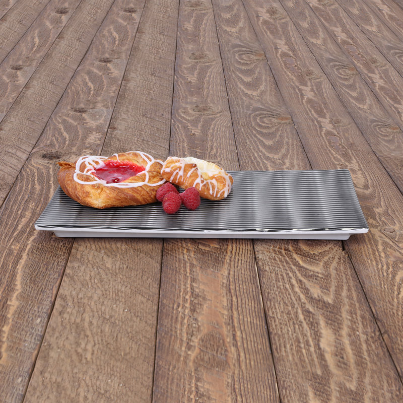 Elite Global Solutions Melamine Tray, 0.75" H x 12.75" W x 7" D, White/Black Decal