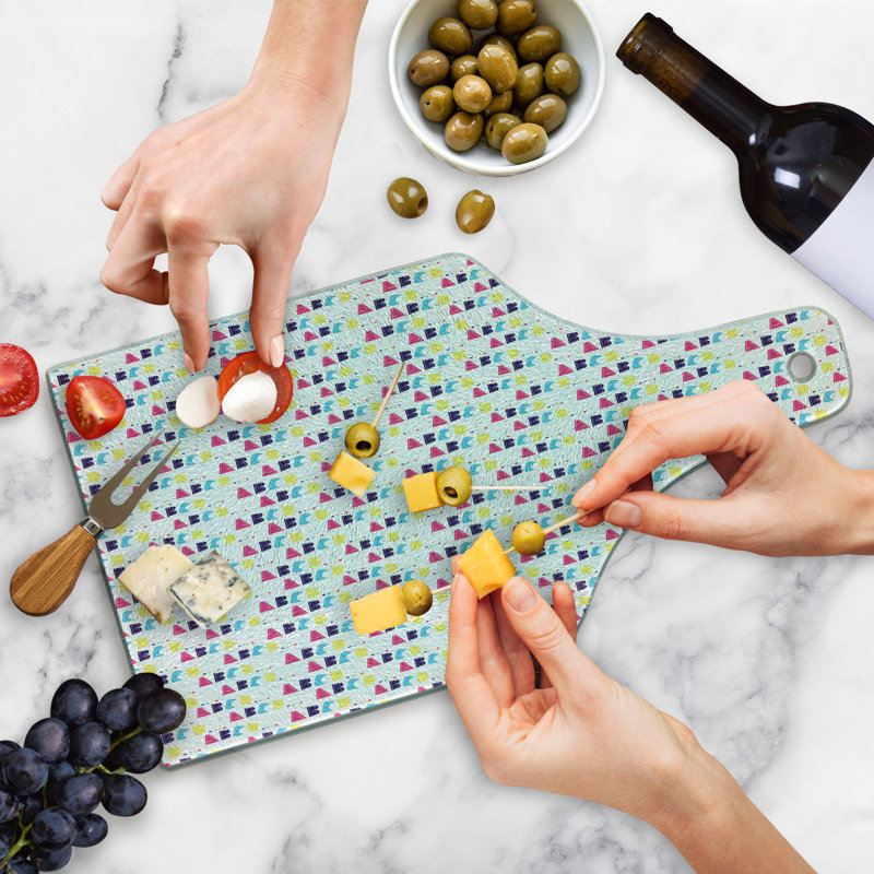 Ambesonne Alphabet Tempered Glass Cutting Board Colourful A B C D Letters White Multicolor