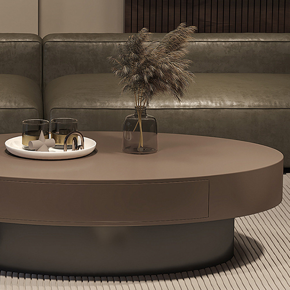 ComfyFurnituress Elegant Oval Coffee Table with Dual-Access Drawers ...