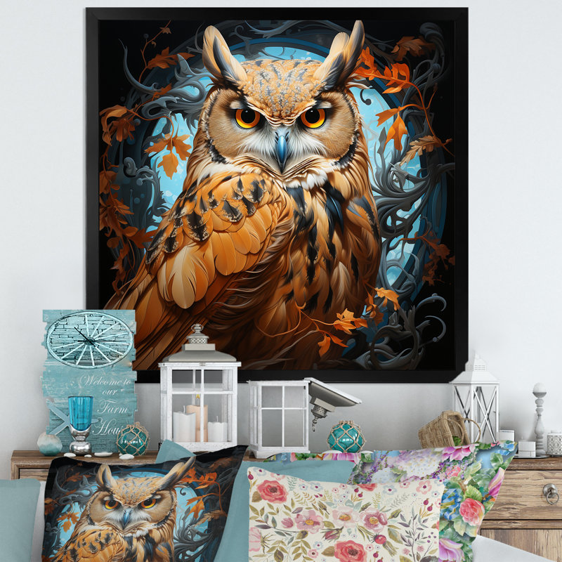 Owl Twilights Mystique, H 24 po x l 24 po x P 1 po, Cadre simple noir
