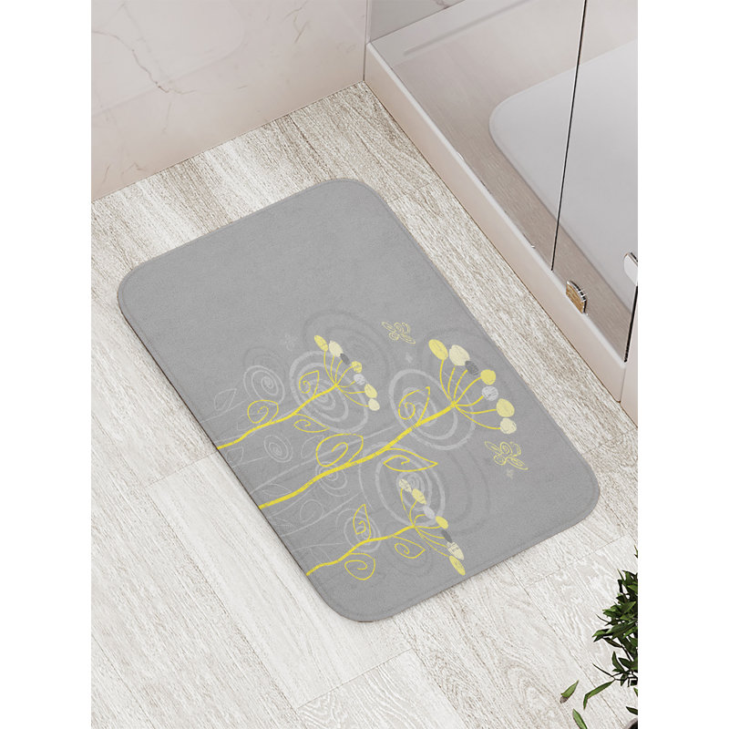 Tapis de bain Charlton Home®, envers antidérapant, 30,2 po x 20 po, bleu gris pâle