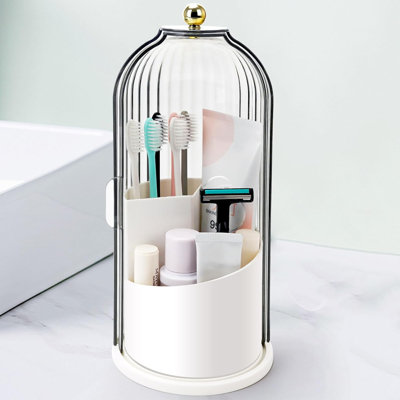 Rotating 3 Slots Bathroom Organizer Countertop
