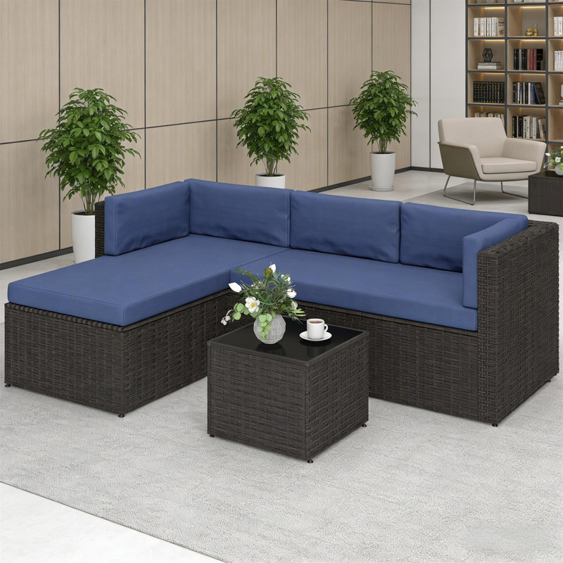 Comfortable Conversation Furniture Set, Navy Blue