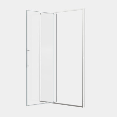 50-54"W X 74"H pivot shower door, open outside, stop at 105 degrees, with 5/16" tempered glass finish (Nickel)
