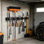 Support mural robuste en acier inoxydable pour porte-balais avec 5 supports et 4 crochets - Rangement pour garage et buanderie auto-adhésif ou à visser pour balais, vadrouilles et outils